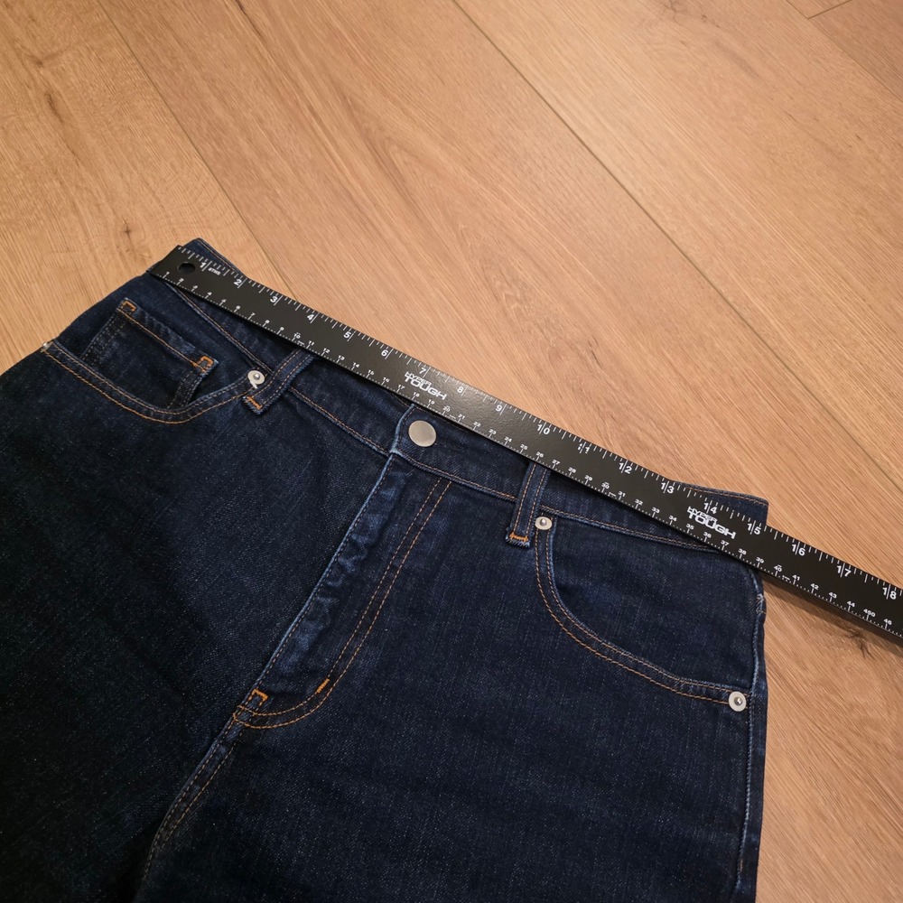Muji Relaxed Wide Leg Jeans Womens Fits 30x30 Indigo Dark Wash High Rise Denim - Picture 6 of 11